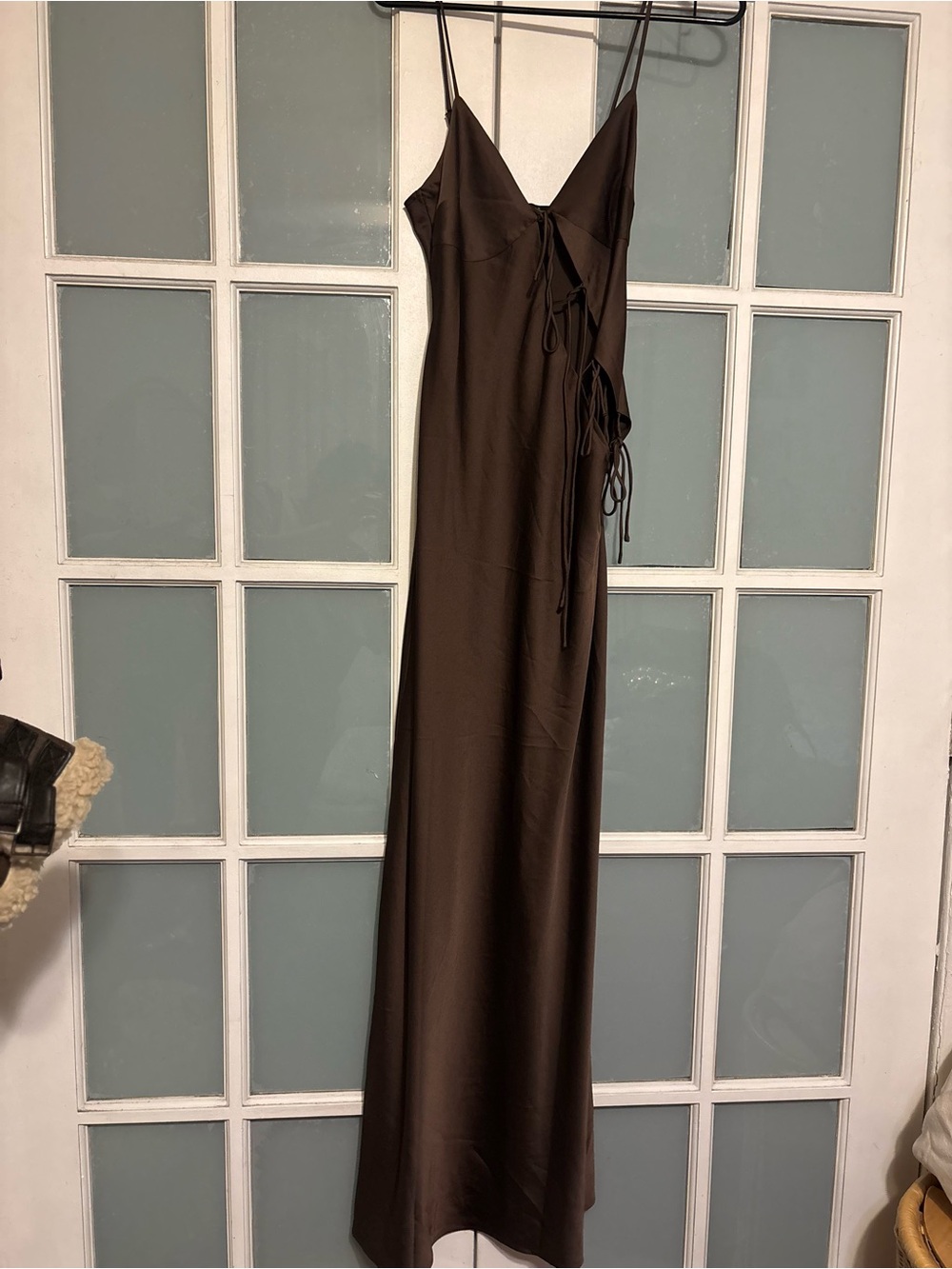 Lioness Chocolate Brown Slip Midi with Side Tie Details - Picture 5 of 7